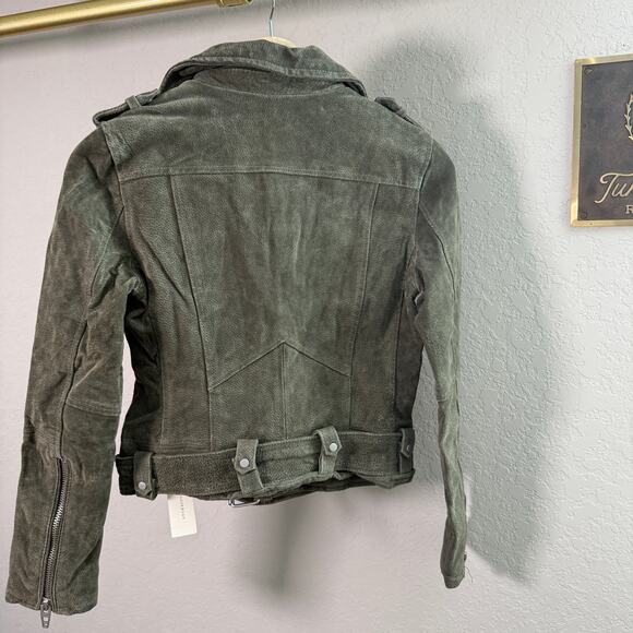 Women's Blank NYC Olive Green 100% Leather Suede Motorcycle Jacket Size XS NEW - Picture 12 of 13
